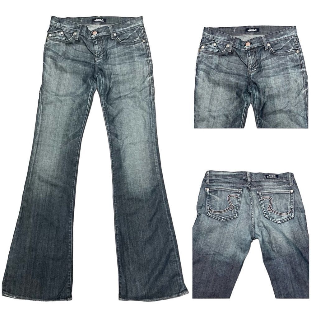 Rock & Republic Bootcut Faded Jeans With Pink Stitching on Back Pockets Size 29